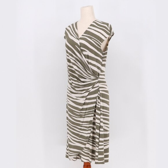 TOMMY BAHAMA Animal Print Stretch Faux Wrap Jersey Knit Dress Size M - Picture 2 of 5